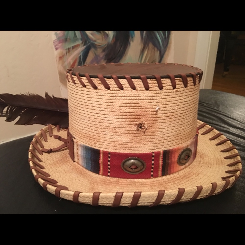 Handcrafted Top Hat with Indian Band and Feathers - Picture 2 of 4